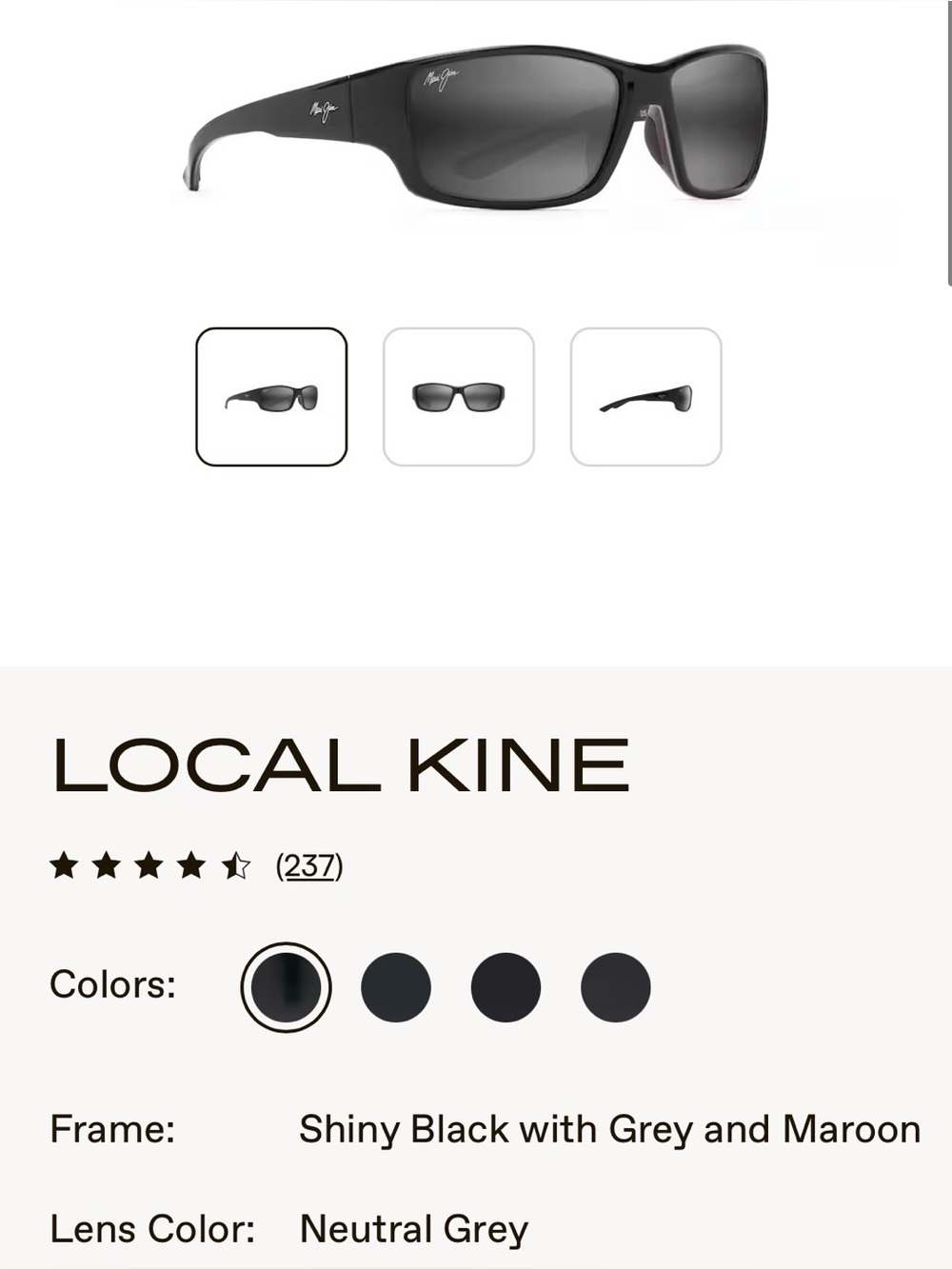 Maui Jim Local Kine Black & Gray NWT